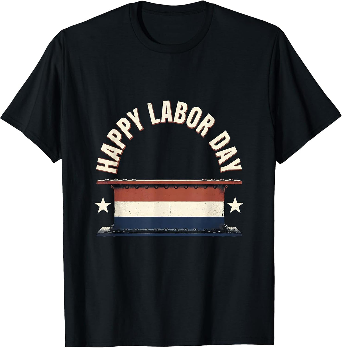 Men's Happy Labor Day Patriotic Union Pride Screenprint Poster T-Shirt - Black