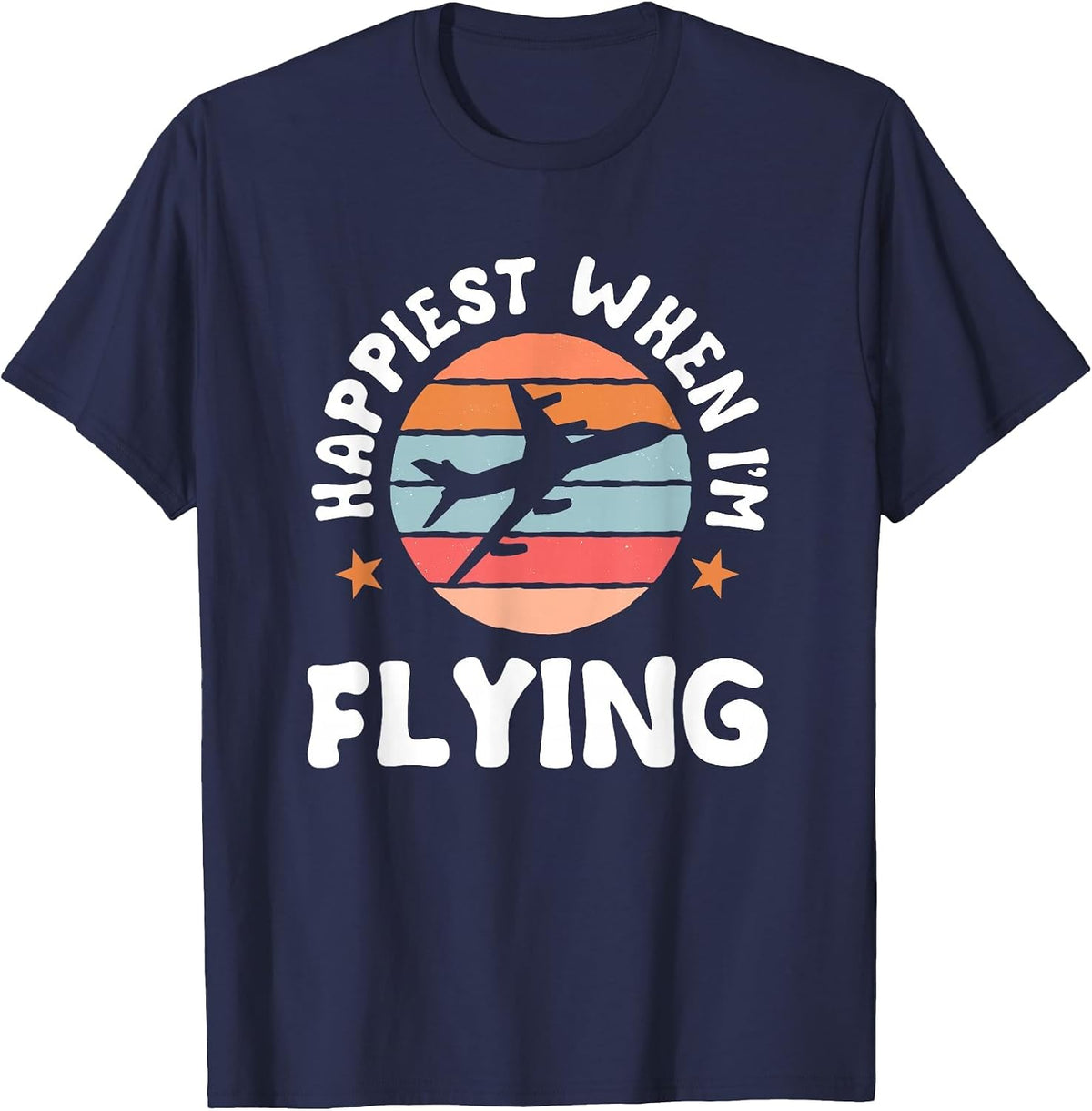 Pilot Flying Retro Aviator Airman Airwoman Aircraft Airplane T-Shirt - Navy Blue