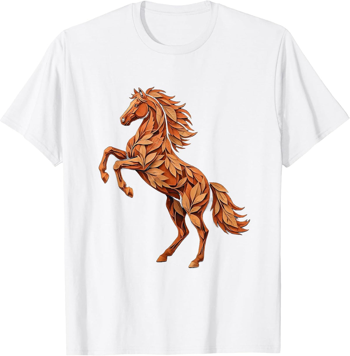 Horse Silhouette Fiery Sunset Graphic Design T-Shirt - White