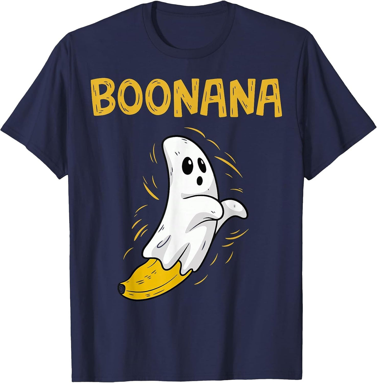 Boonana Banana Ghost Halloween T-Shirt - Navy Blue