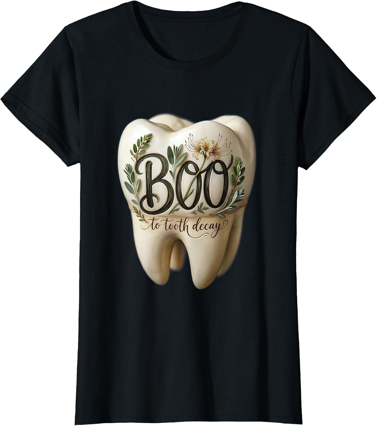 Boo to Tooth Decay Dental Halloween Design T-Shirt - Black