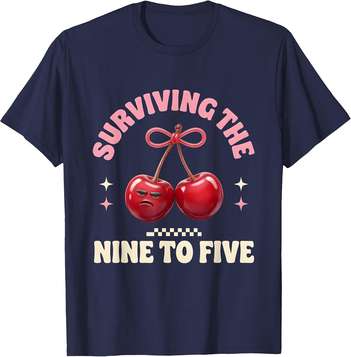 Surviving the Nine to Five Workplace Humor Design T-Shirt - Navy Blue
