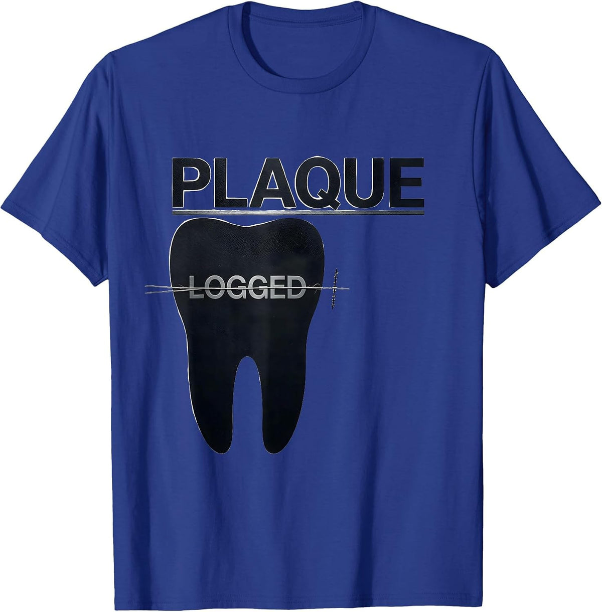 Men's Plaque Logged Funny Dental Hygienist Squad Humor T-Shirt - Royal Blue