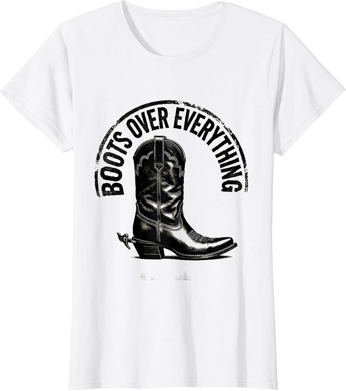 Boots Over Everything Western Design T-Shirt - White