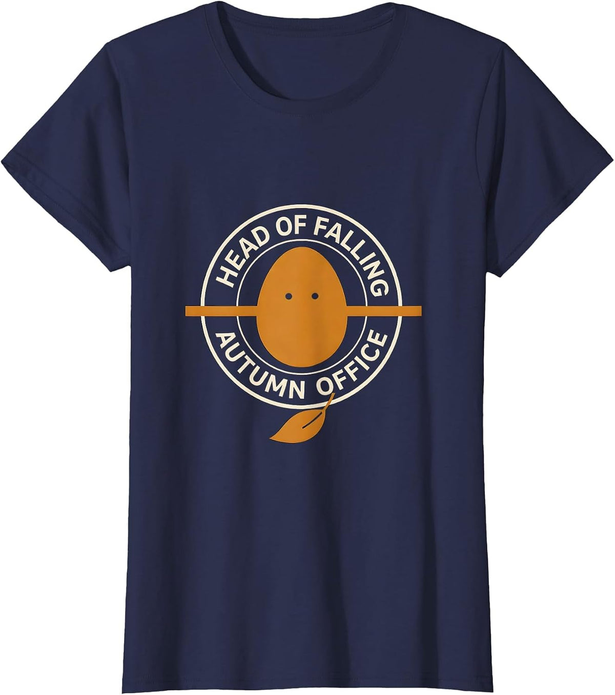 Women's Head of Falling Autumn Office Whimsical Nursery Rhyme T-Shirt - Navy Blue