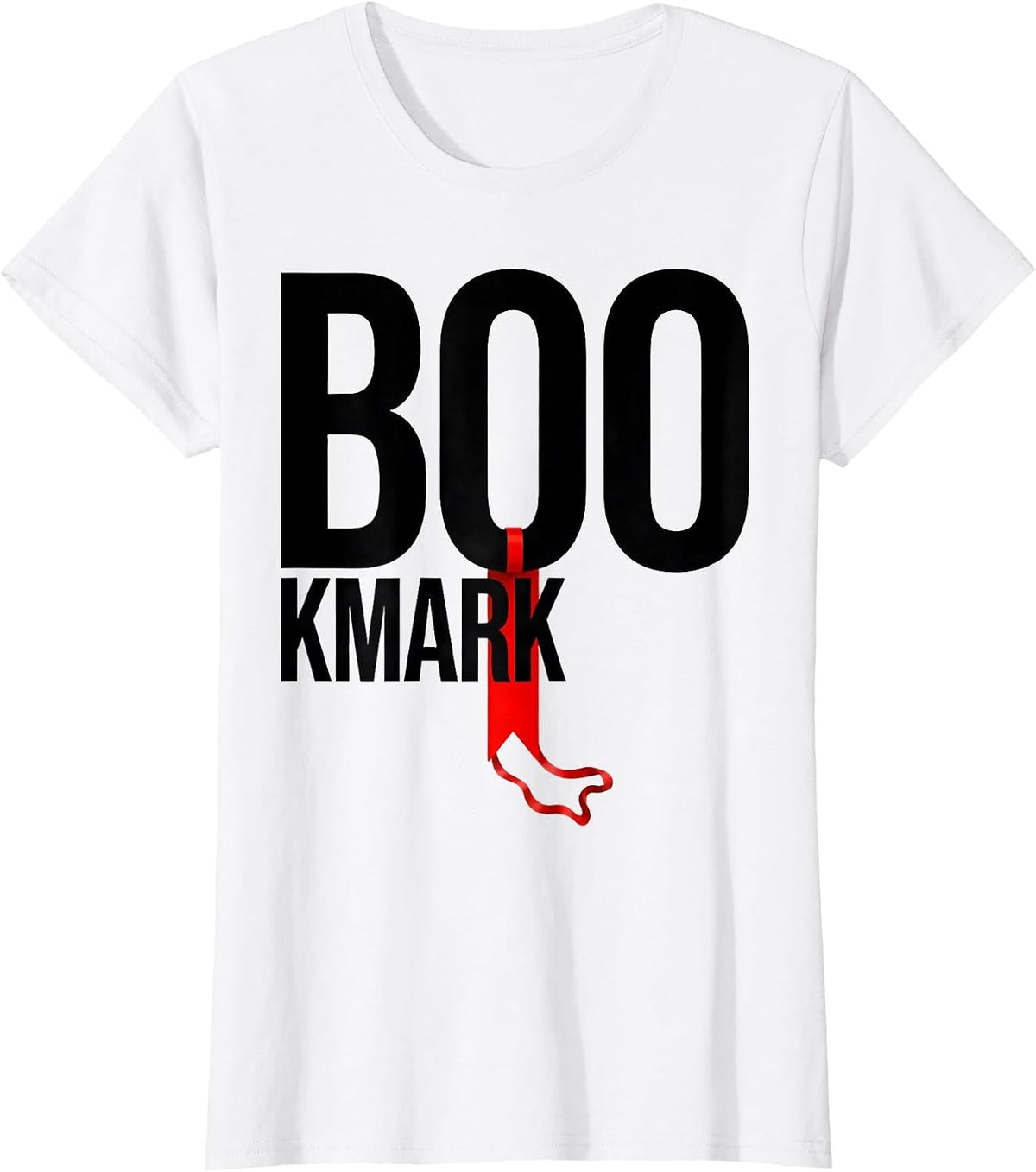 Women's Boo-kmark Whimsical Bookish Ghost Reading Halloween Teacher T-Shirt - White