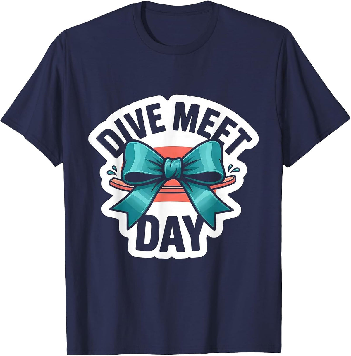 Dive Meet Day Cute Coquette Bow State Pride Sticker T-Shirt - Navy Blue