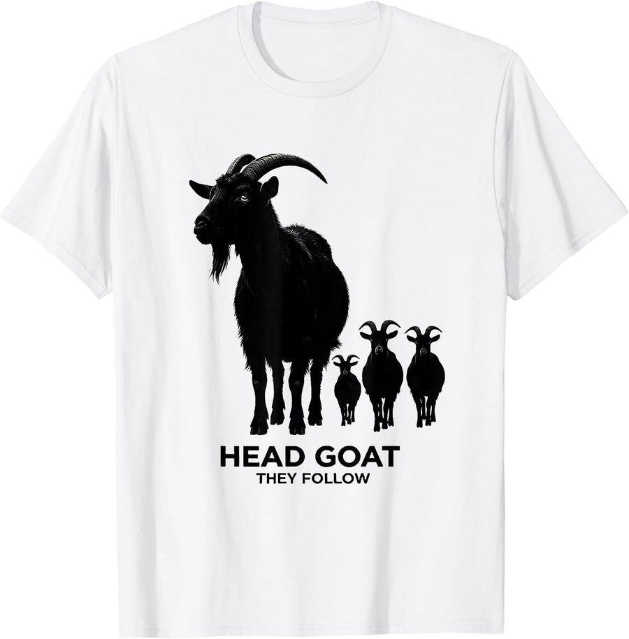Men's Head Goat They Follow Funny Goat Lover Farmer Gift T-Shirt - White