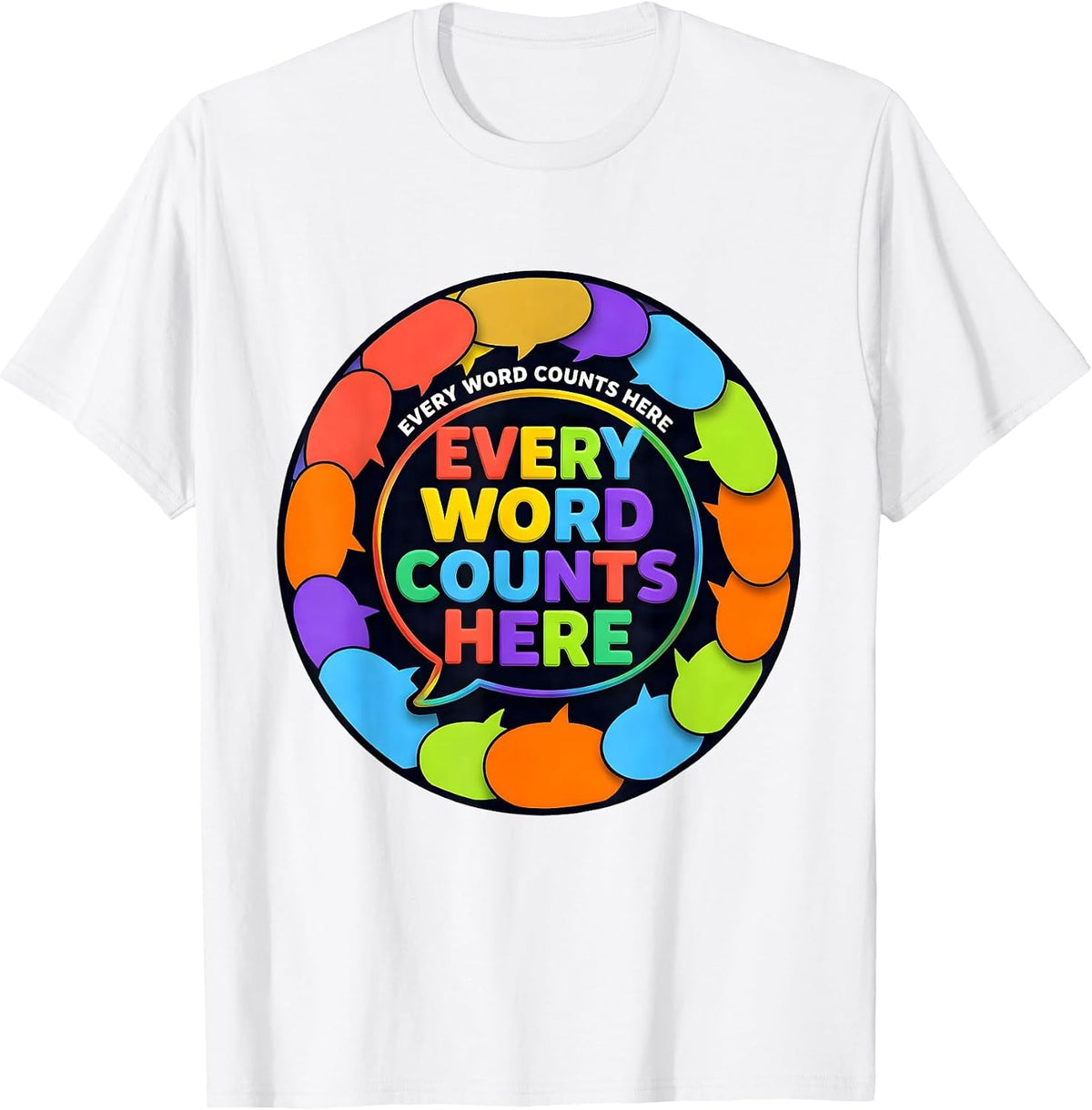 Men's Every Word Counts Speech Therapy Design T-Shirt - White