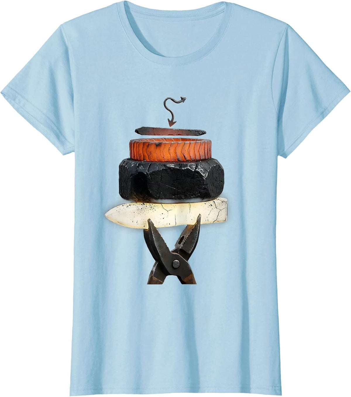 Women's Forged Steel Bands Distressed Blacksmith Metalworker Gift T-Shirt - Baby Blue