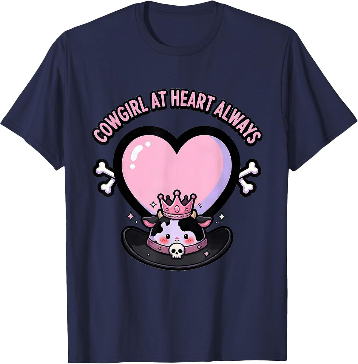 Cowgirl At Heart Always Western Spirit Design T-Shirt - Navy Blue