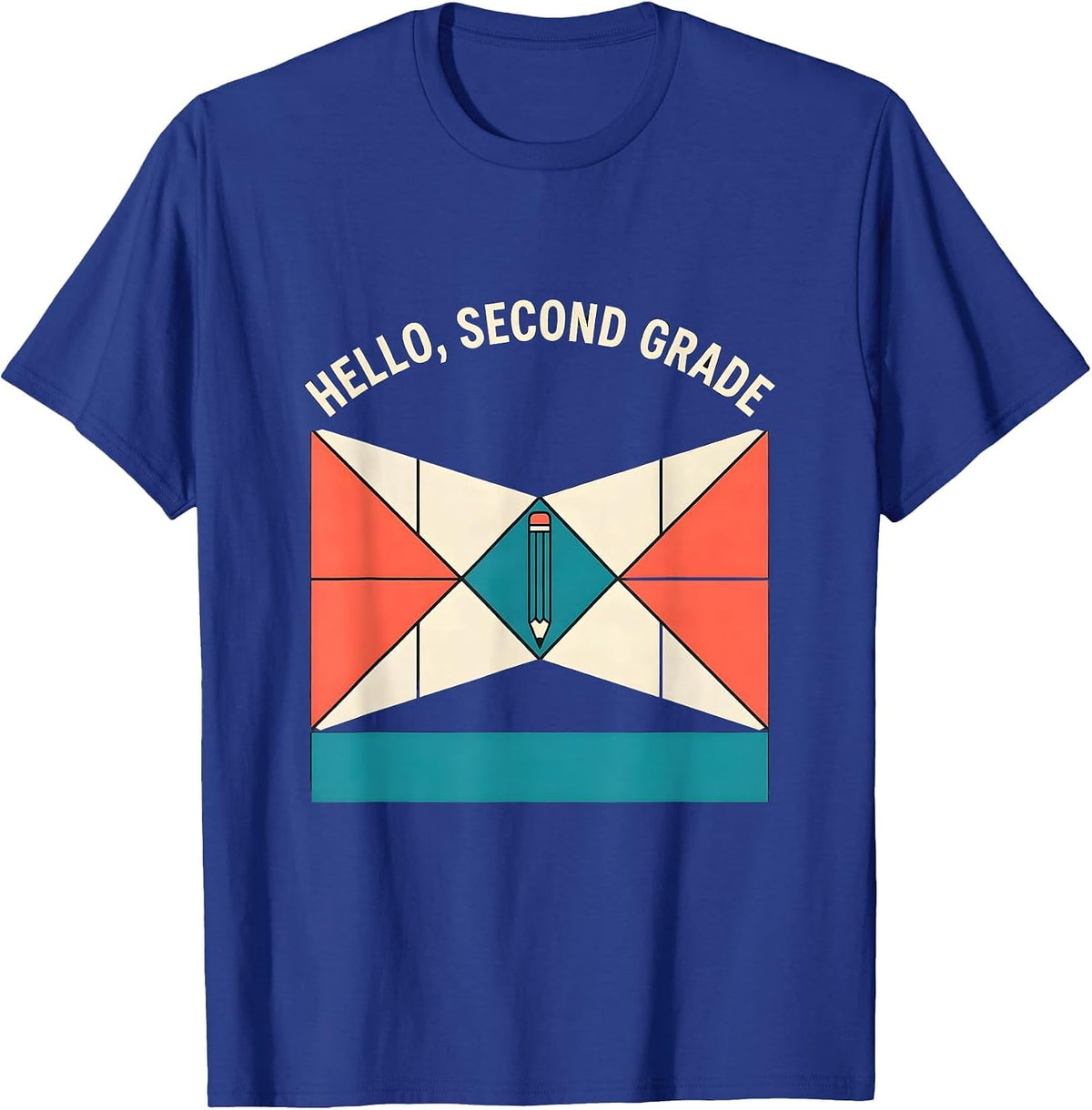 Men's Hello, Second Grade Coquette Bow Back to School Pencil T-Shirt - Royal Blue