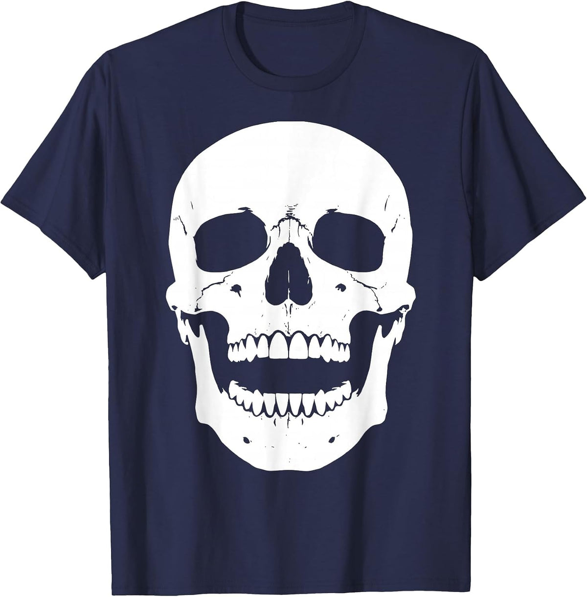 Halloween Skull Gleaming Smile Dental Design T-Shirt - Navy Blue