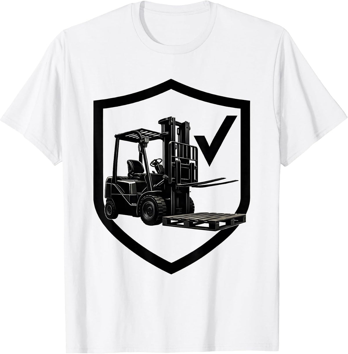Men's Forklift Badge Silhouette Funny Forklift Driver T-Shirt - White