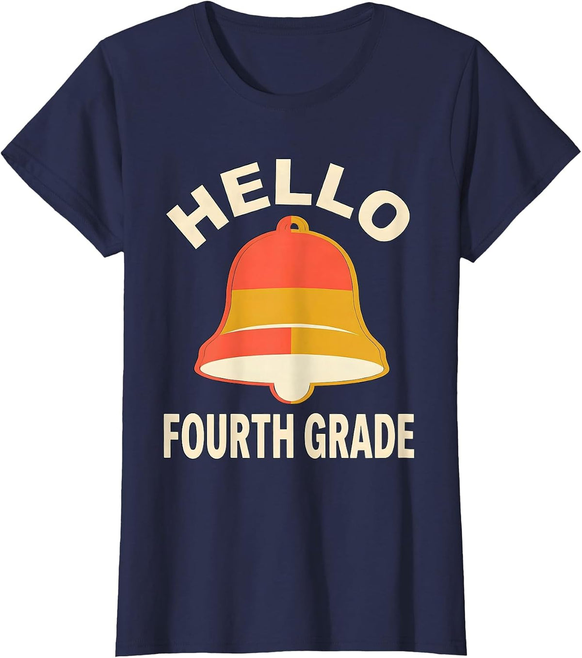 Women's Hello Fourth Grade Tie Dye Back To School Screenprint T-Shirt - Navy Blue
