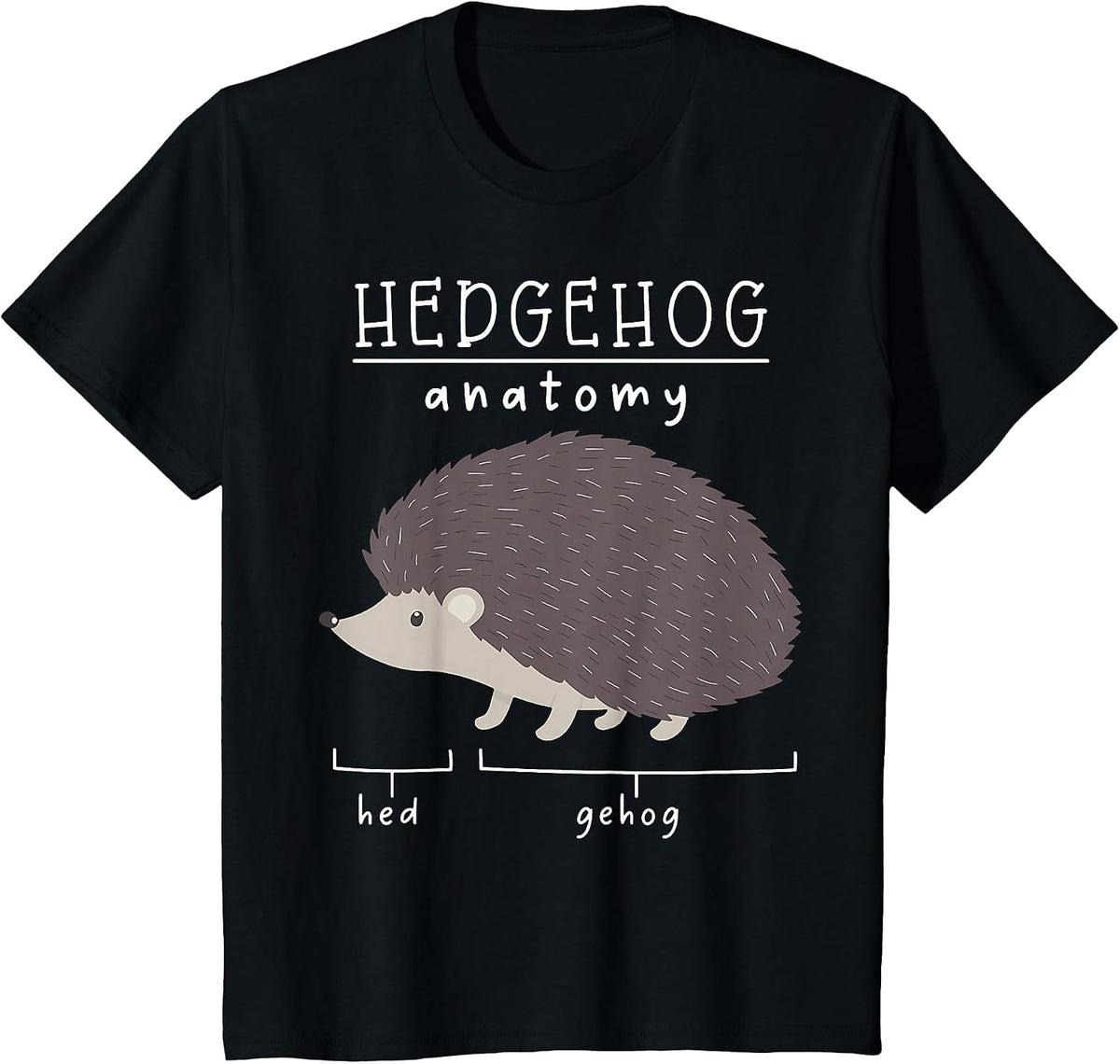Anatomy of The Hedgehog Funny Hed and Gehog Animal Lover T-Shirt - Black