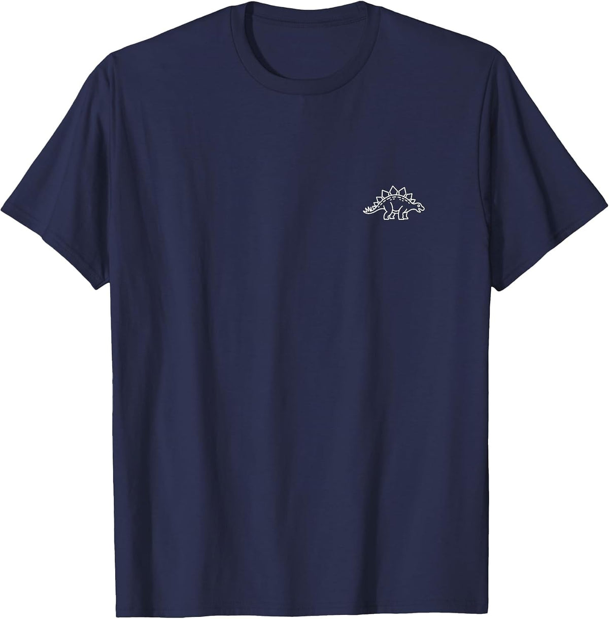 Stegosaurus Minimalist Badge Patch Line Art Dinosaur T-Shirt - Navy Blue