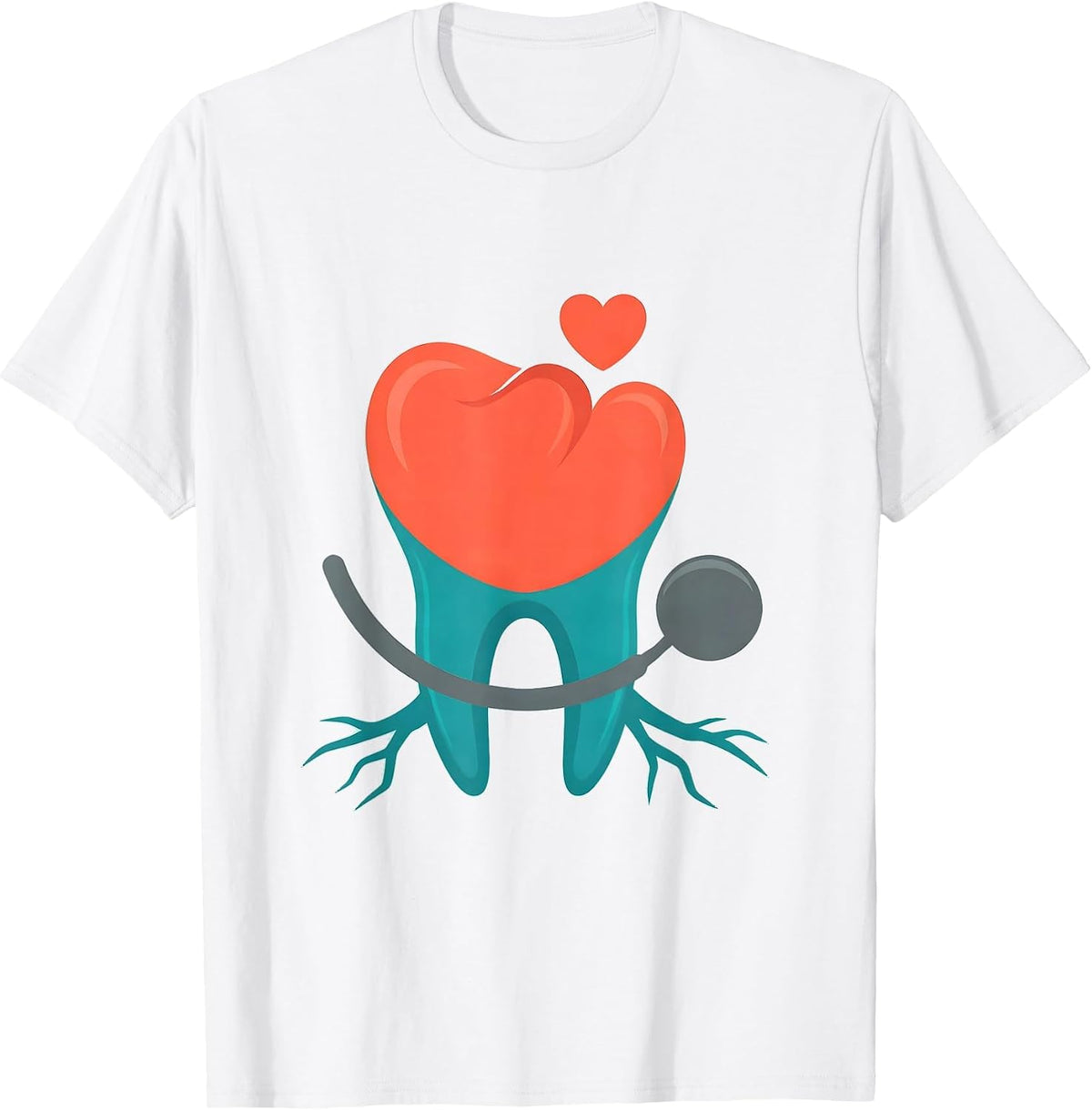 Men's Heart Crowned Molar Dental Professional Funny Valentine Gift T-Shirt - White