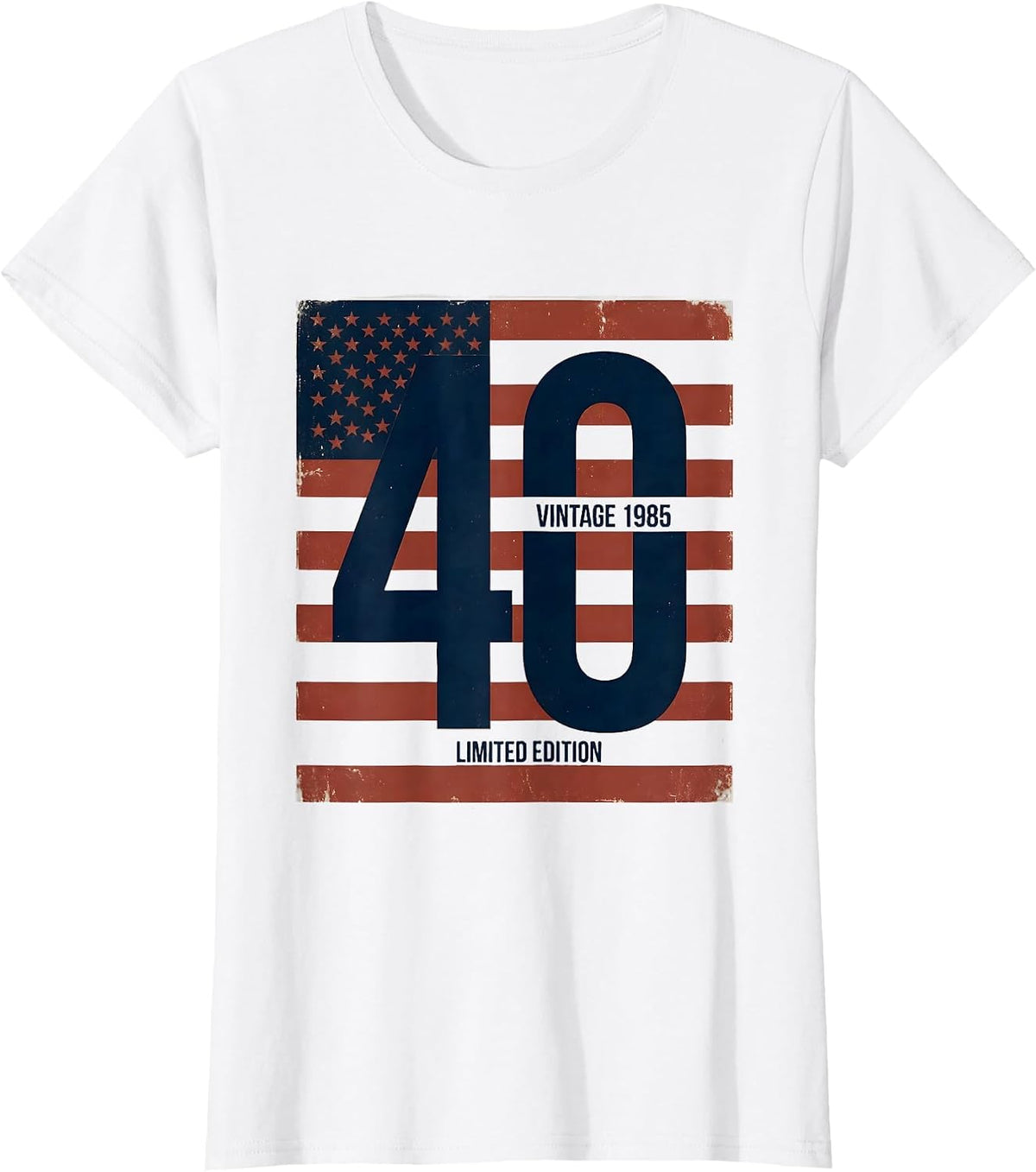 Women's Vintage 1985 Limited Edition 40 USA Flag Milestone Birthday T-Shirt - White