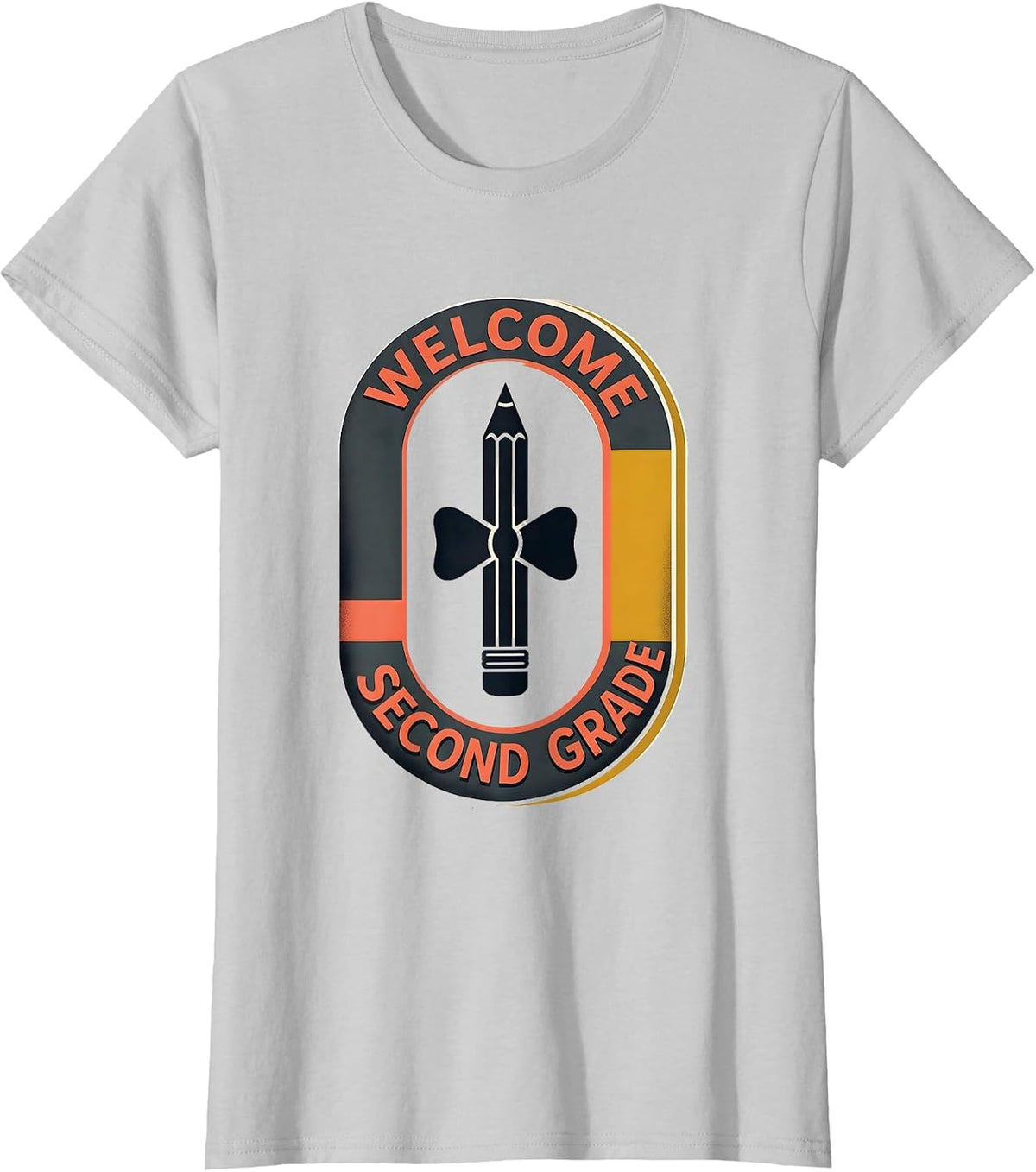 Welcome, Second Grade Midcentury Modern Coquette Bow Back T-Shirt - Silver Grey