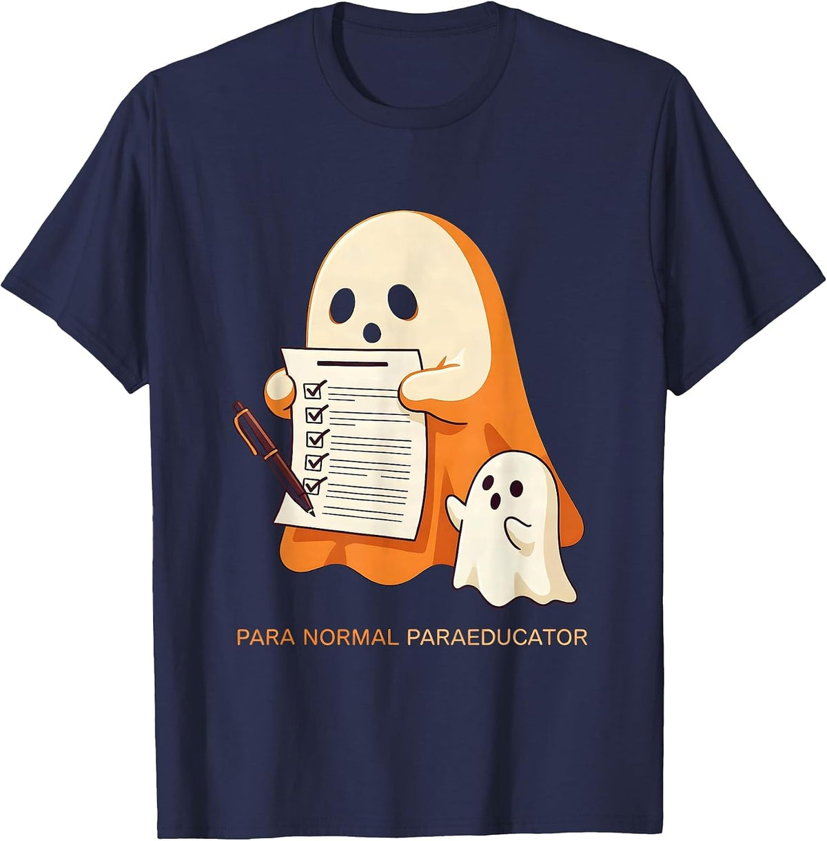 Men's Para Normal Paraeducator Funny Ghost SpEd Teacher Halloween T-Shirt - Navy Blue