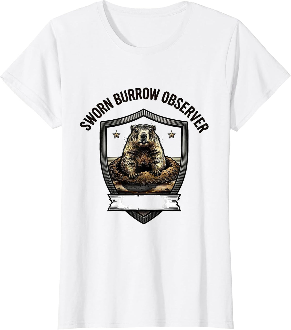 Women's Sworn Burrow Observer Vintage Groundhog Day Humor Gift T-Shirt - White