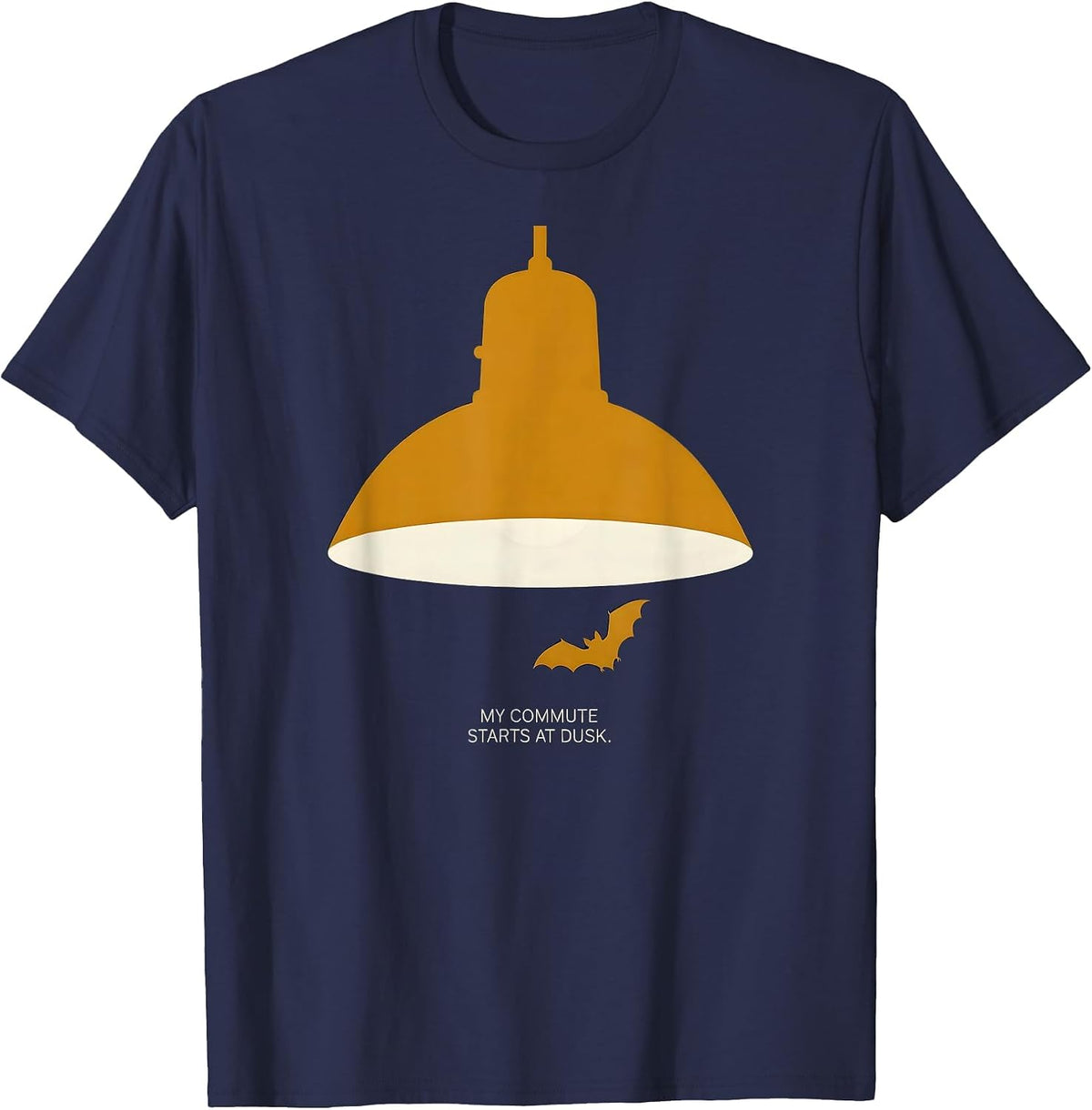 My Commute Starts At Dusk Bat Lover Wildlife Conservation T-Shirt - Navy Blue