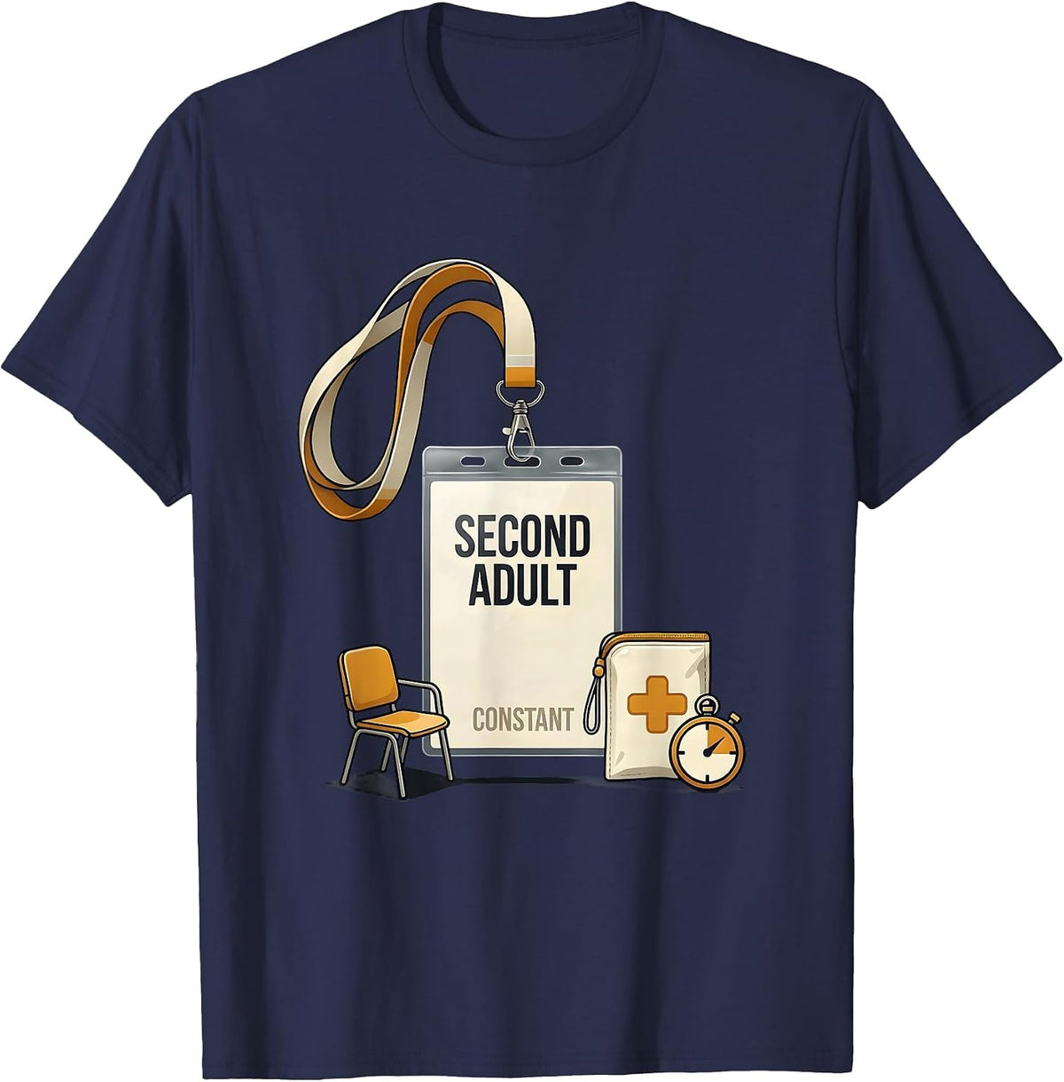 Men's Second Adult Constant Editorial Conceptual Paraeducator Back T-Shirt - Navy Blue