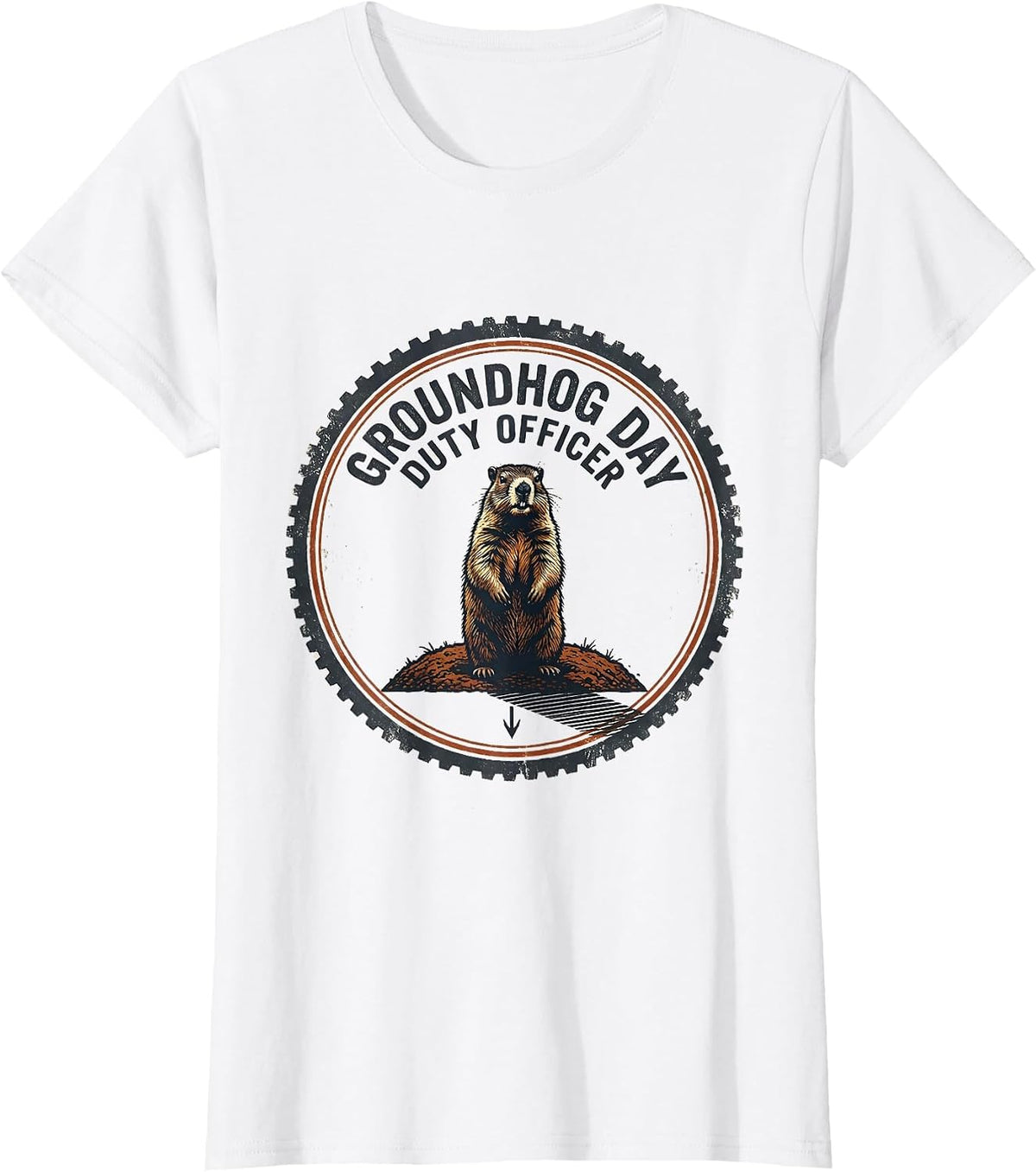 Women's Groundhog Day Duty Officer Vintage Funny Groundhog Day Gift T-Shirt - White