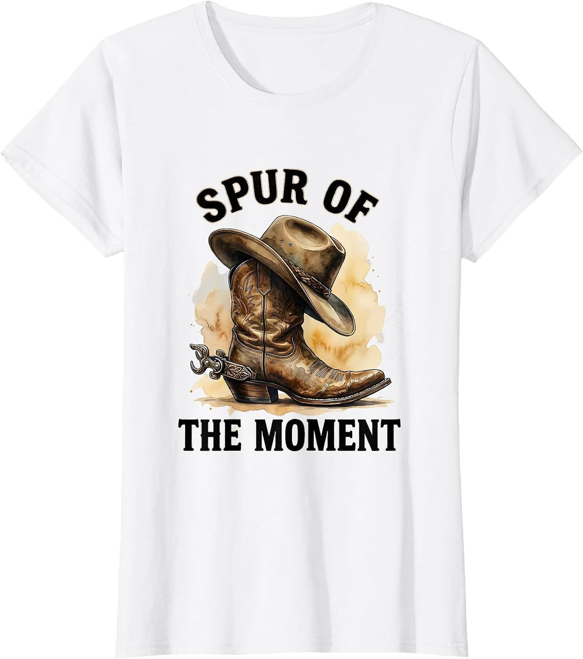 Spur of the Moment Cowboy Western Design T-Shirt - White