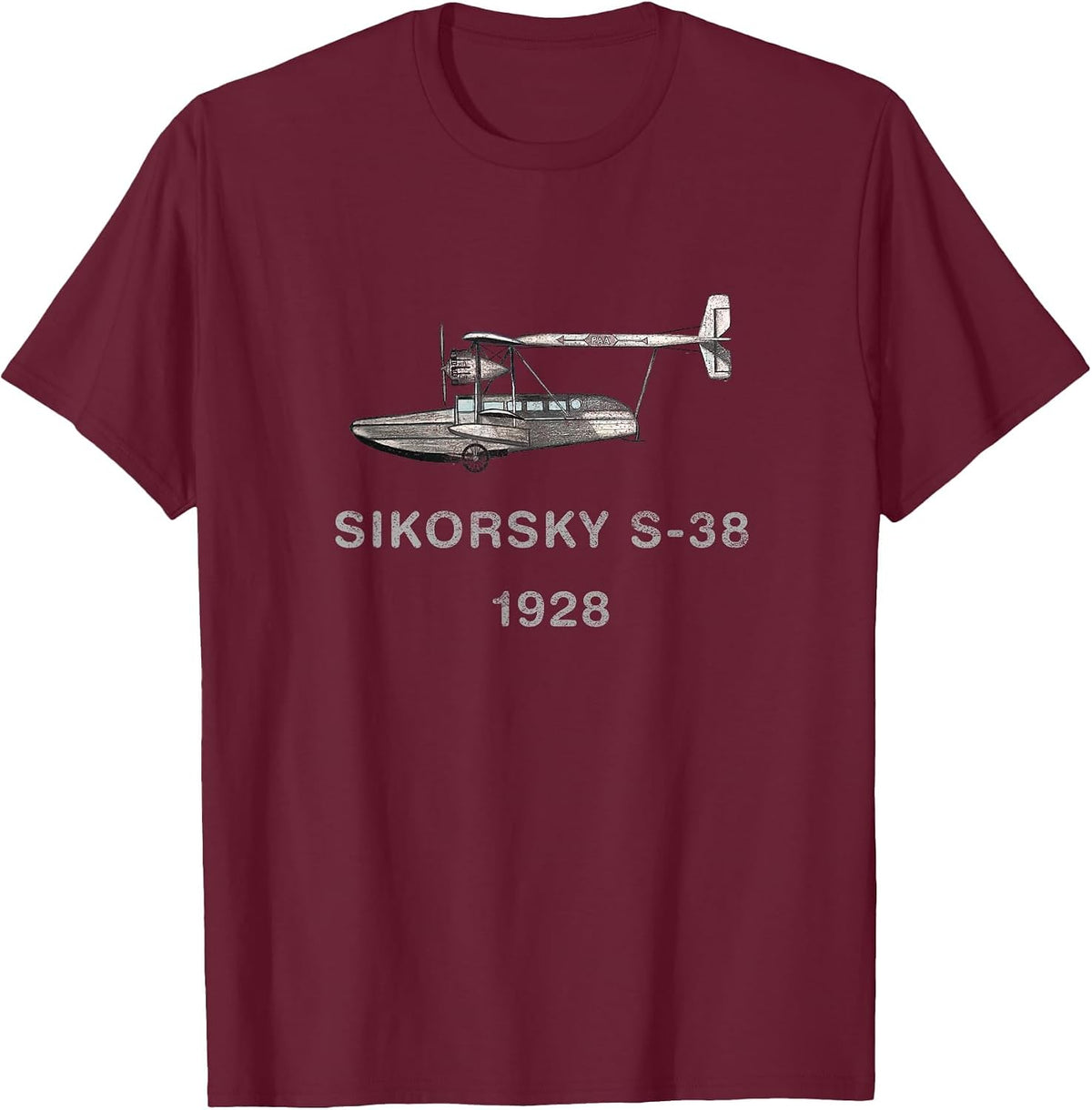 Vintage Aviation: Sikorsky S-38 T-Shirt - Burgundy
