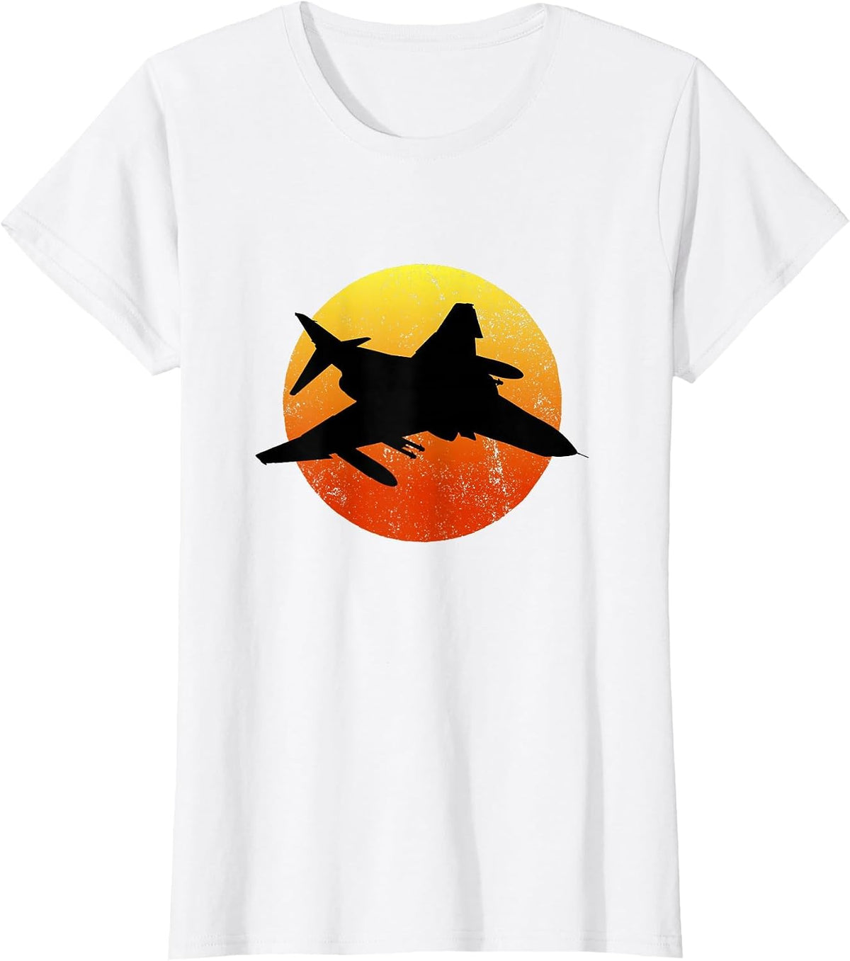 F-4 Phantom Silhouette Retro Sunset Military Jet Flying F4 T-Shirt - White