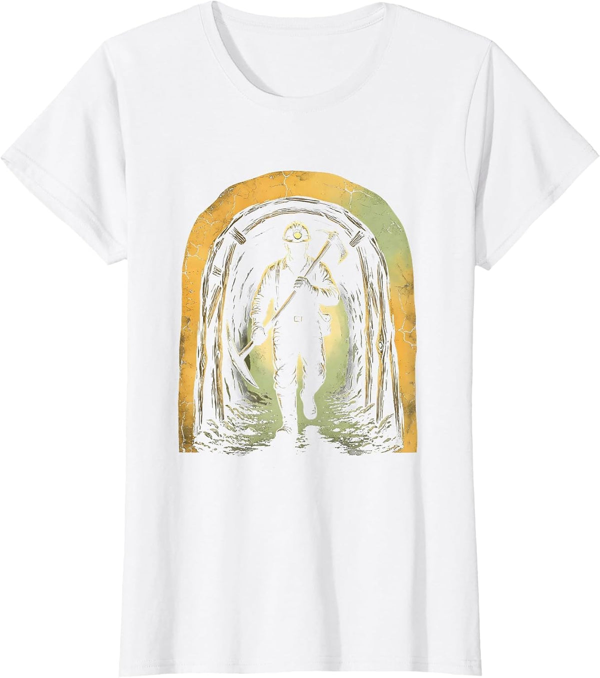 Labor Day Coal Miner Tunnel Emergence Graphic T-Shirt - White