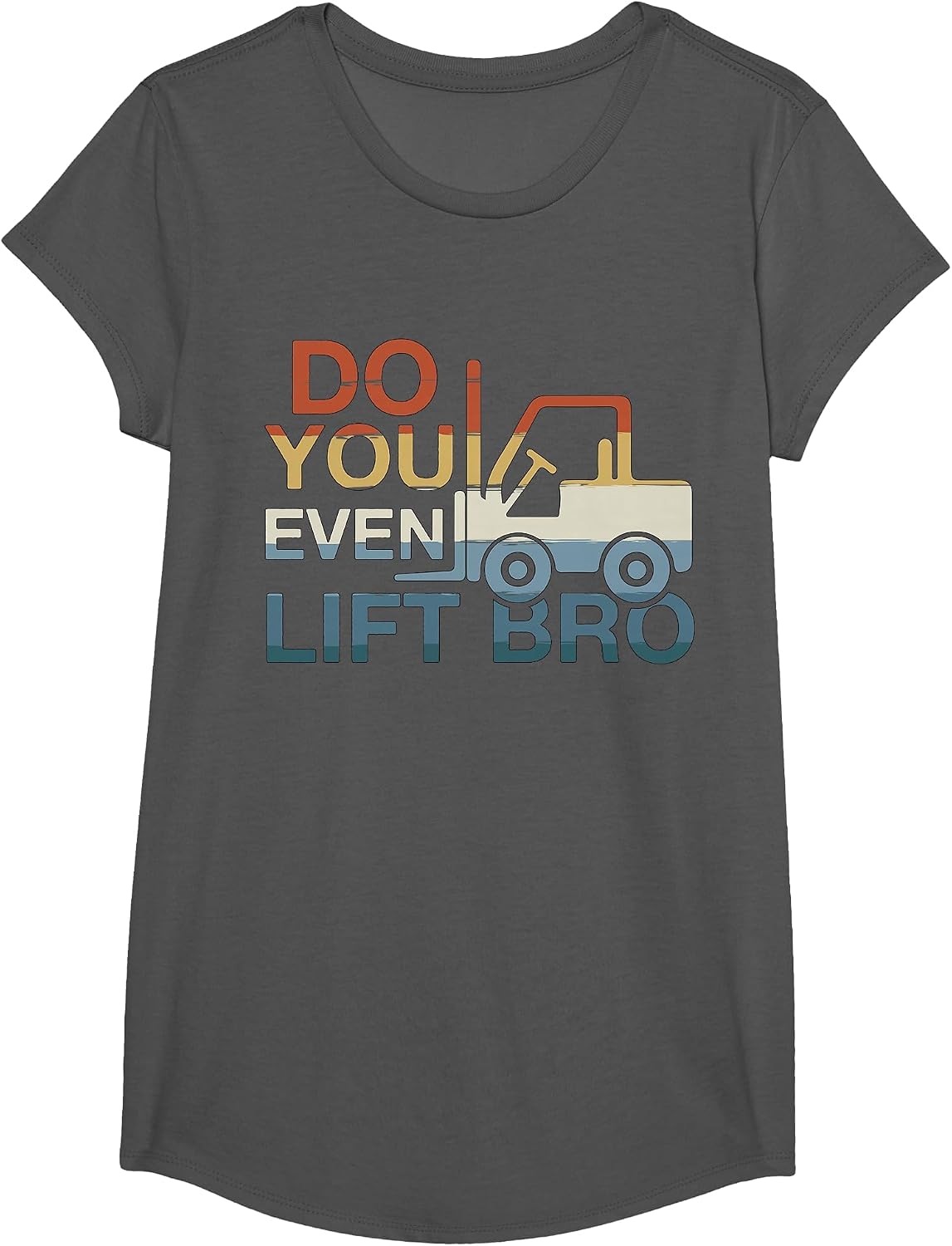 Forklift Certified Driver Fork Lift Operator Retro Lifting T-Shirt - Girls Asphalt Grey