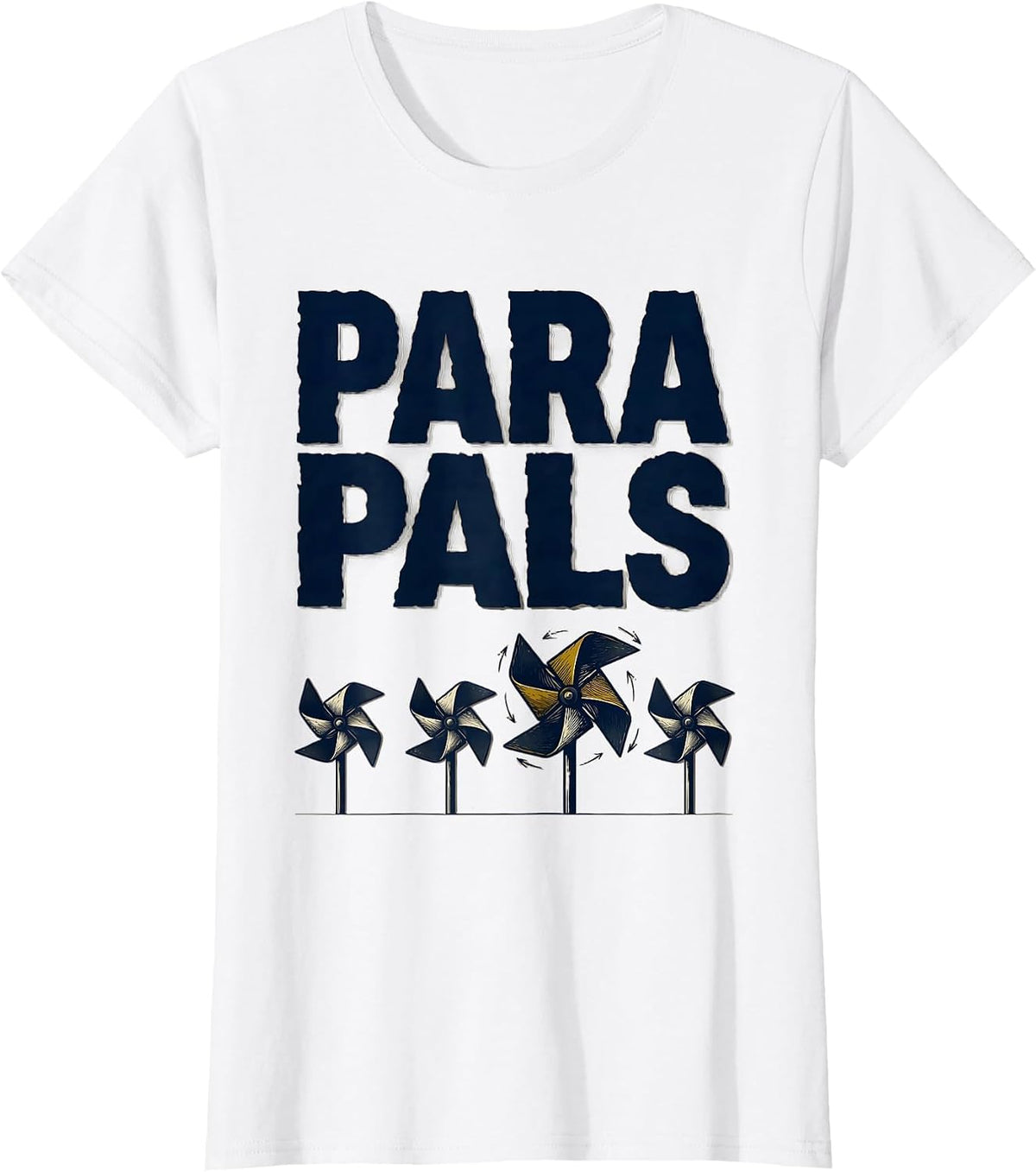 Para Pals Linocut Teacher Paraeducator Appreciation Back T-Shirt - White