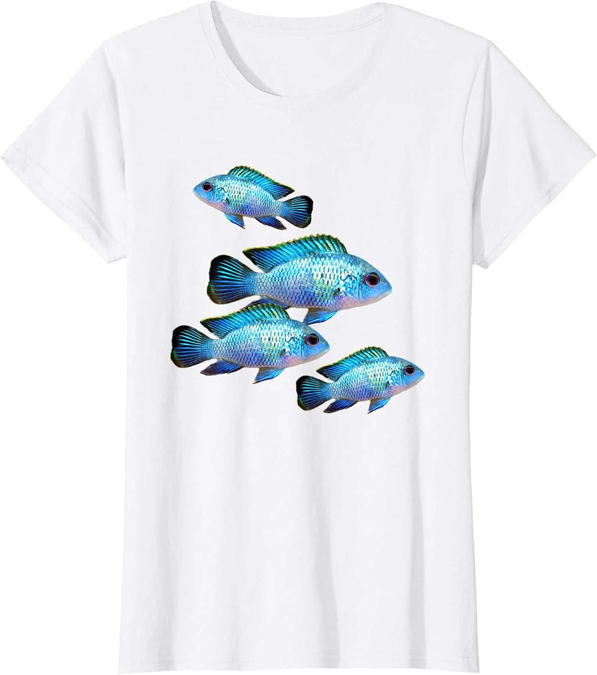 Electric Blue Acara Cichlids Aquarium Fish Breeders Keepers T-Shirt - White