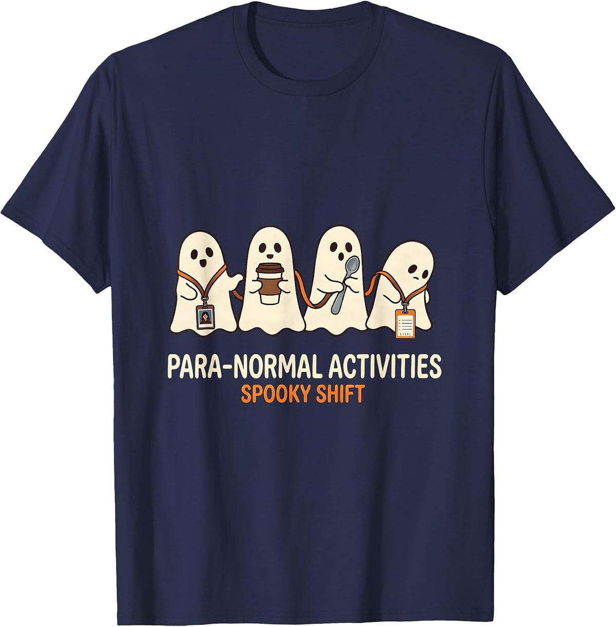 Men's Para-Normal Activities Spooky Shift SPED Teacher Halloween T-Shirt - Navy Blue