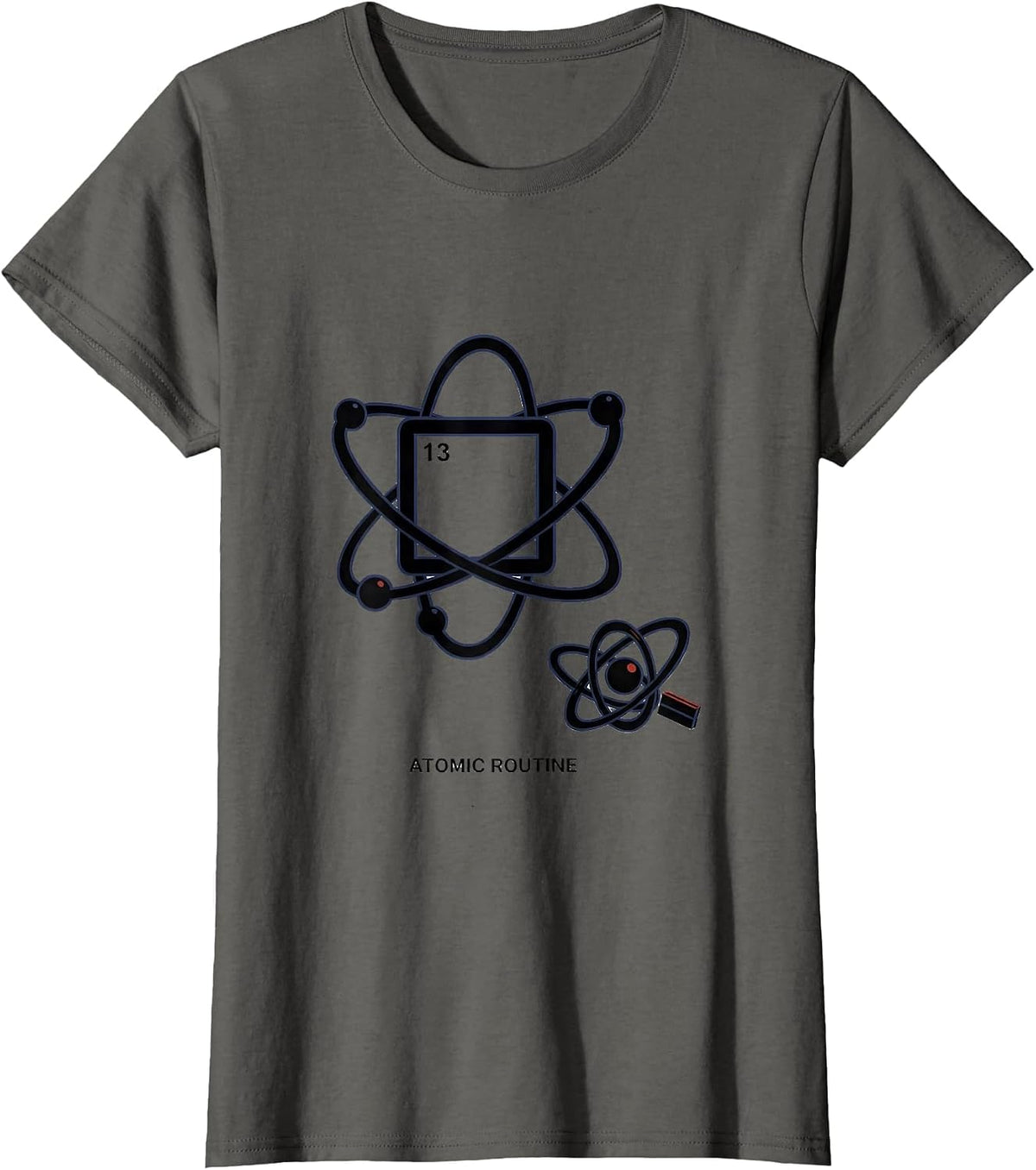 Women's Atomic Routine Editorial Conceptual Science Humor Gift T-Shirt - Asphalt Grey