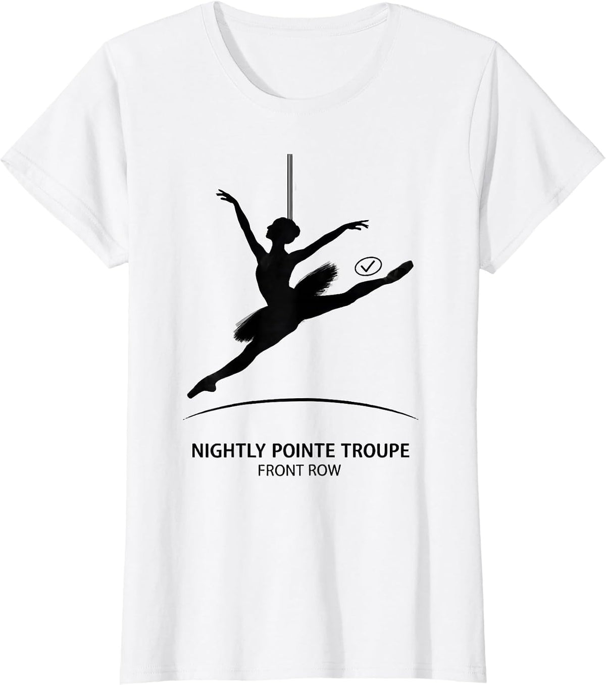 Women's Nightly Pointe Troupe Front Row Skeleton Ballerina Halloween T-Shirt - White