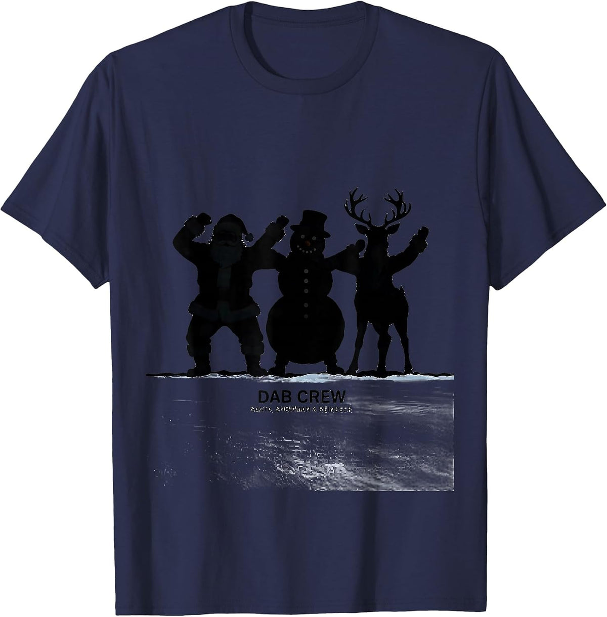 Dab Crew: Santa, Snowman & Reindeer Funny Kids Christmas T-Shirt - Navy Blue