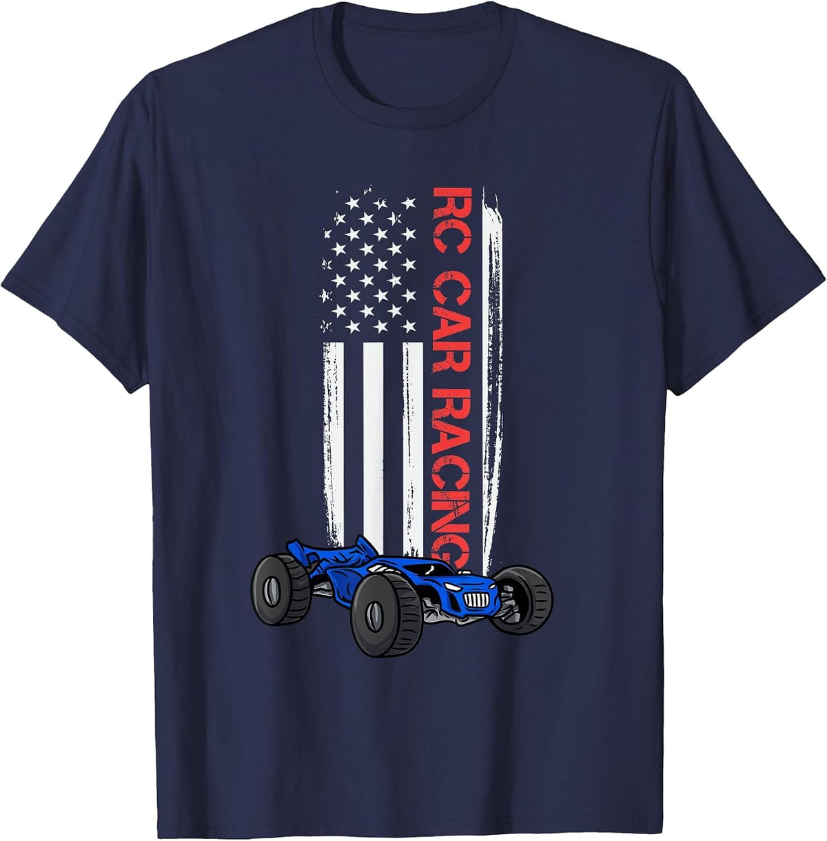 Radio Control American Flag RC Car Racing T-Shirt - Navy Blue