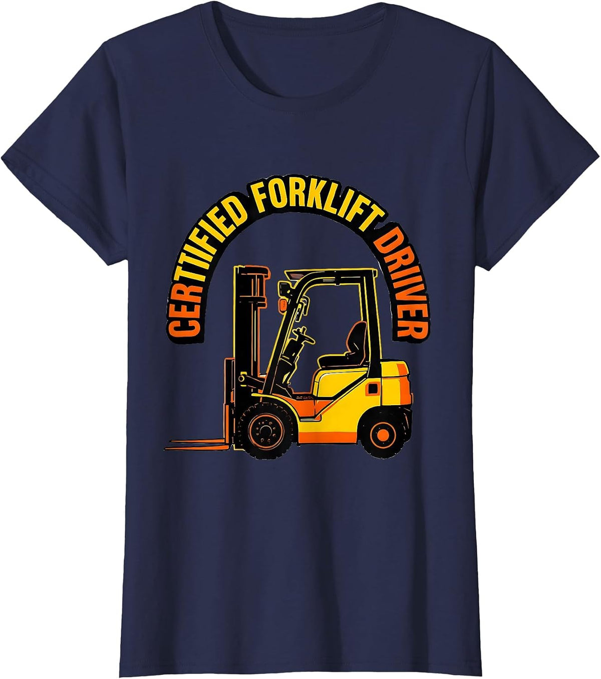 Women's Certified Forklift Driver Funny Forklift Operator Christmas T-Shirt - Navy Blue