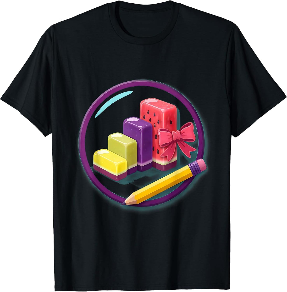 Men's Sealed Classroom Badge Coquette Bow Back to School T-Shirt - Black