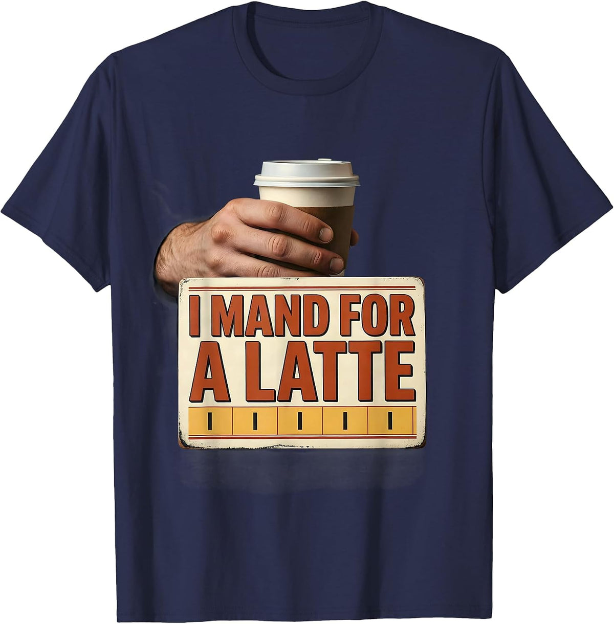 Men's I Mand For A Latte Funny ABA RBT Behavior Therapist T-Shirt - Navy Blue