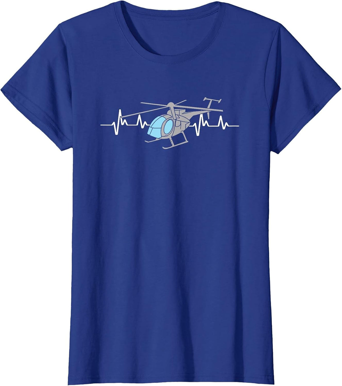 MD 500 Helicopter Pilot Heartbeat Hughes Fly T-Shirt - Royal Blue