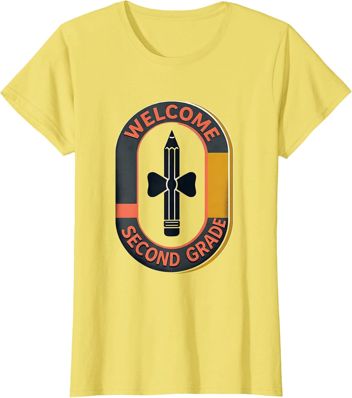 Welcome, Second Grade Midcentury Modern Coquette Bow Back T-Shirt - Lemon Yellow