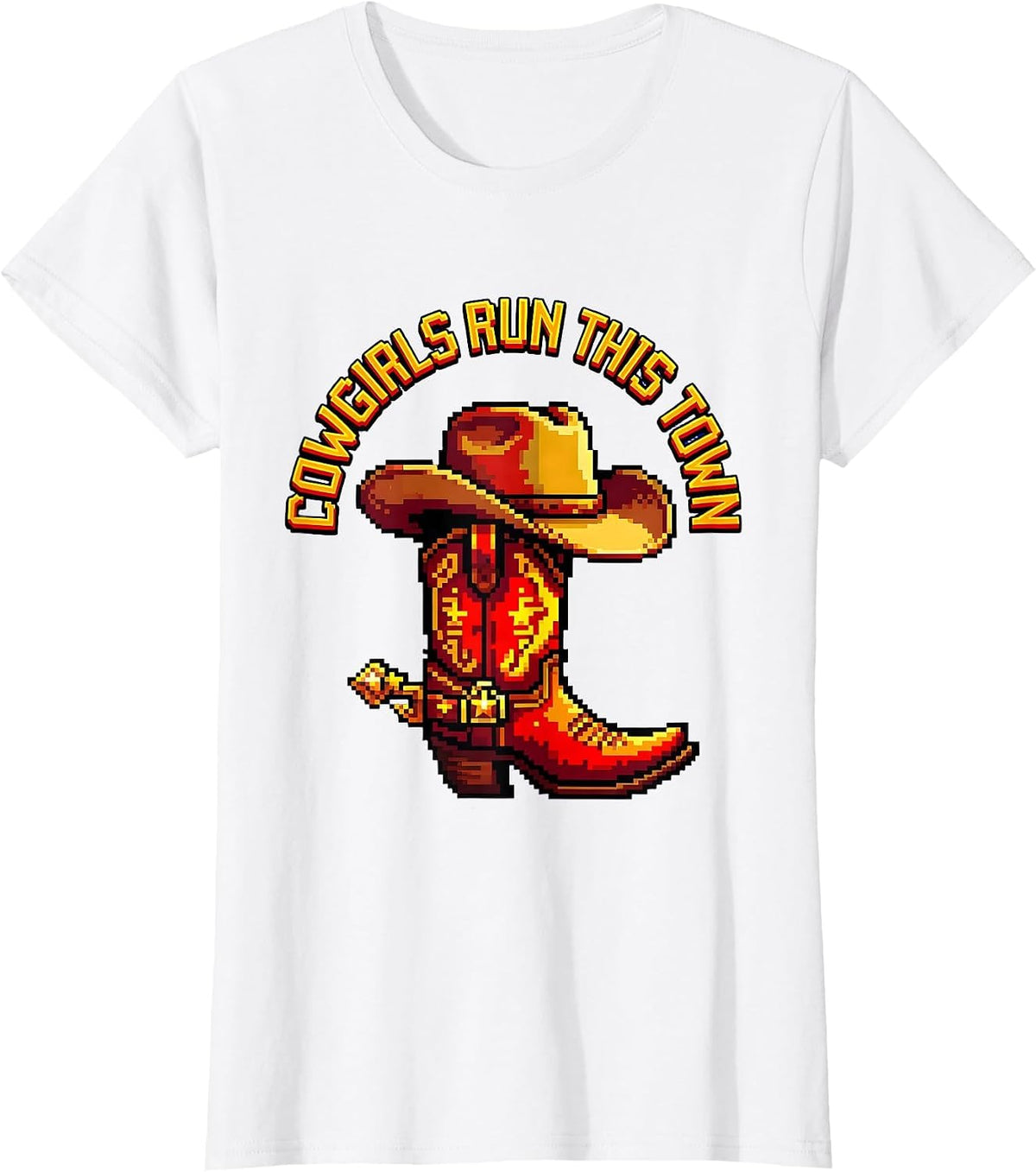 Cowgirls Run This Town Western Graphic Design T-Shirt - White