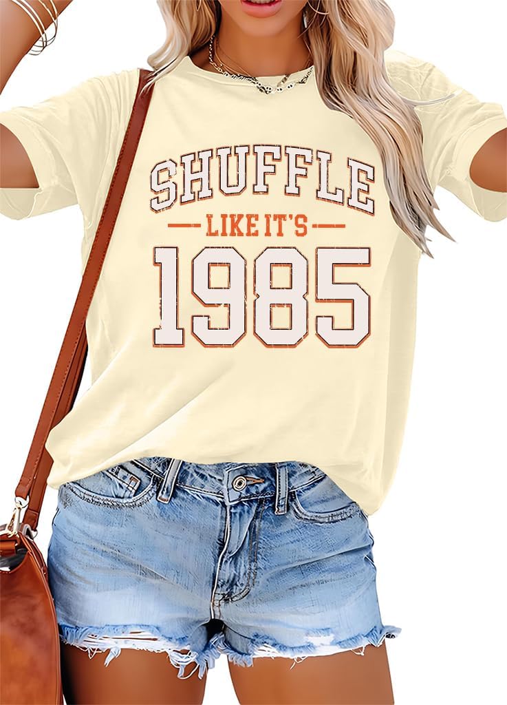 Shuffle Like It's 1985 Shirt, Shuffle Like Its 1985 T-Shirt - Creamy Yellow-1