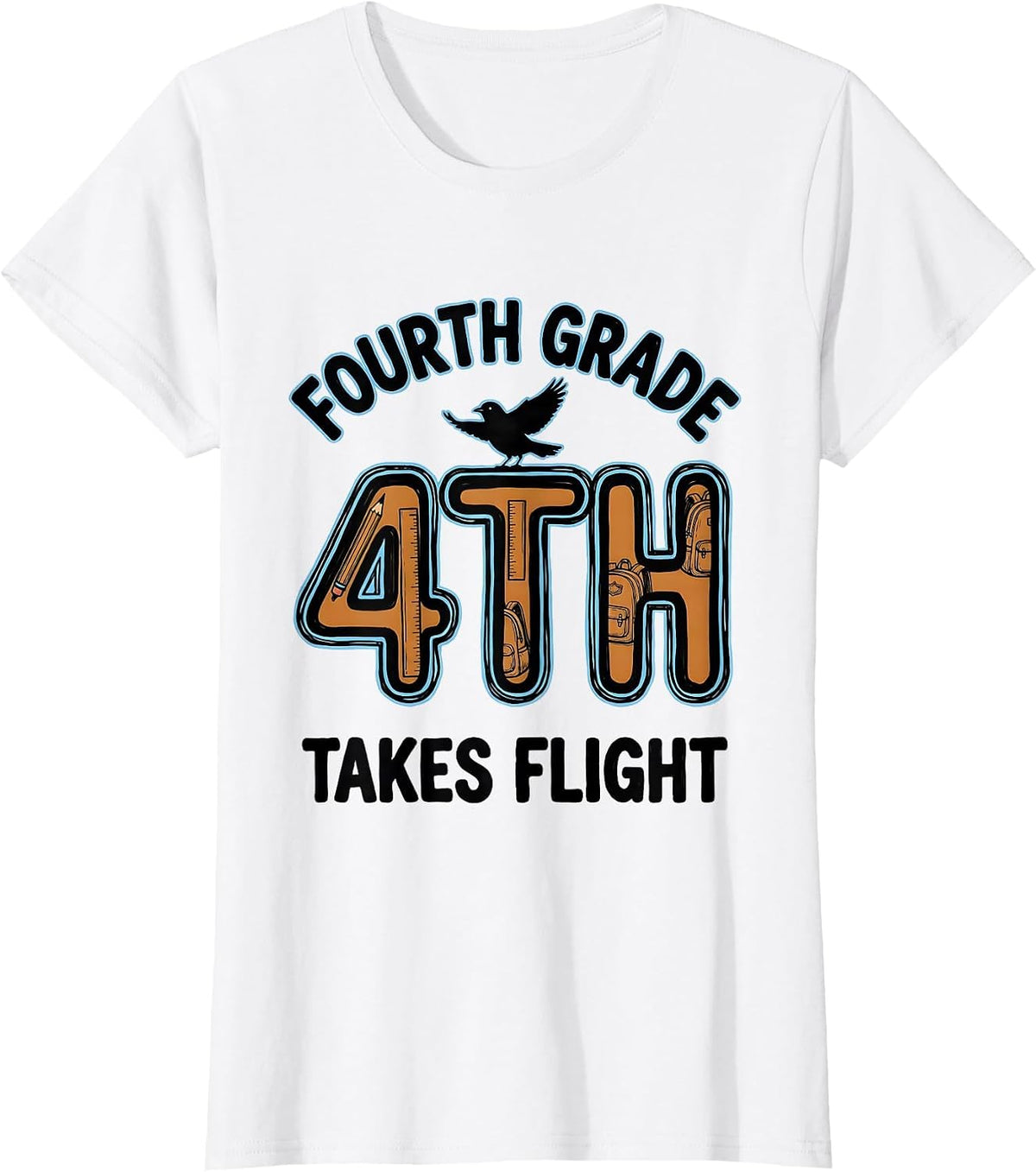 Fourth Grade Takes Flight Typography Team Back To School T-Shirt - White