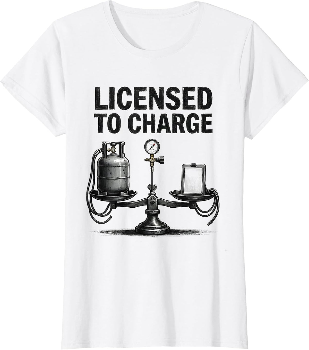 Licensed To Charge Funny HVAC Technician Charging Pride T-Shirt - White